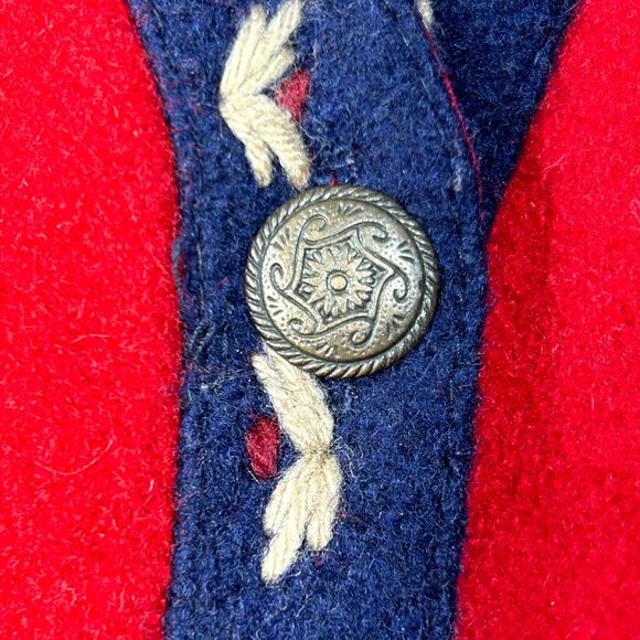Erika Classics Wool Blend Vest Womens Sz L Metal Button Red Floral Embroidery - Picture 5 of 11